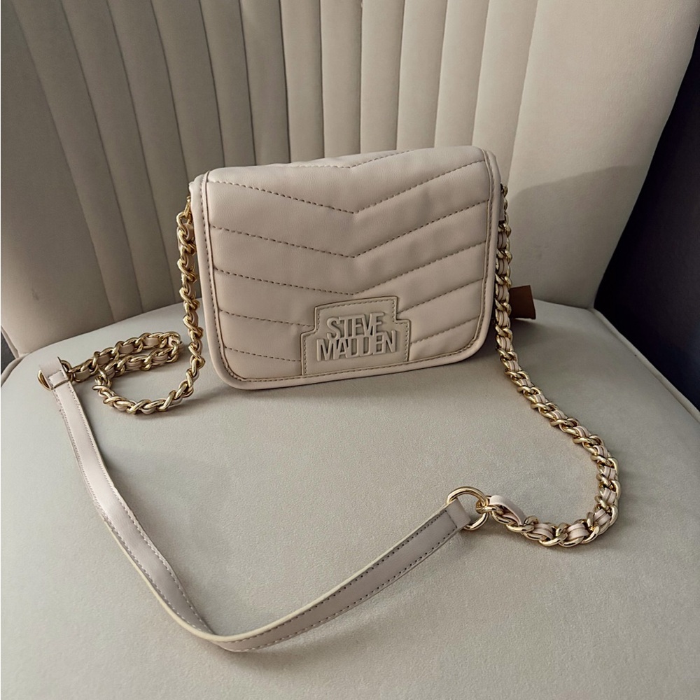 Steve Madden Cream Quilted Crossbody Bag